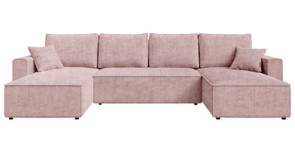 WOHNLANDSCHAFT Altrosa Cord  - Schwarz/Altrosa, KONVENTIONELL, Kunststoff/Textil (140/305/140cm) - Carryhome