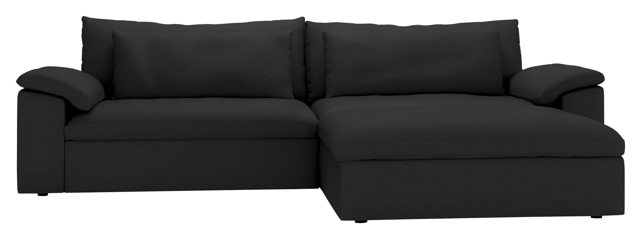 ECKSOFA  Chenille Schwarz  - Schwarz, Modern, Kunststoff/Textil (306/198cm) - Carryhome