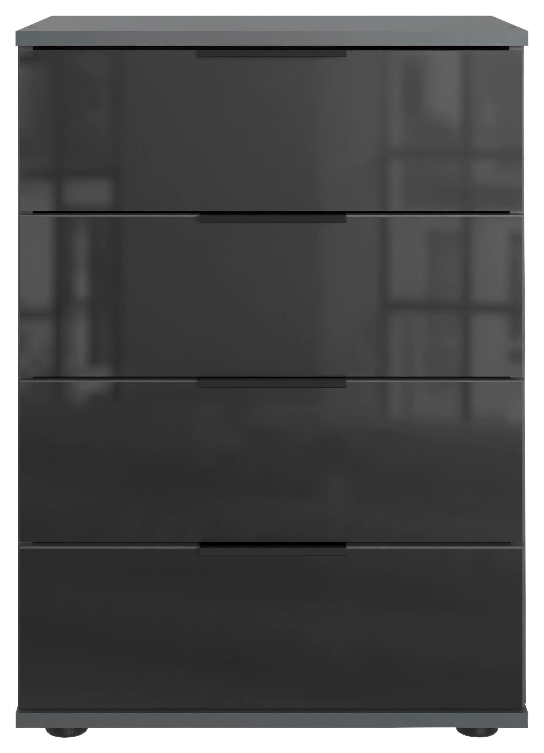 NACHTKÄSTCHEN 52/74/38 cm  in Graphitfarben, Schwarz  - Schwarz/Graphitfarben, KONVENTIONELL, Glas/Holzwerkstoff (52/74/38cm) - Modante