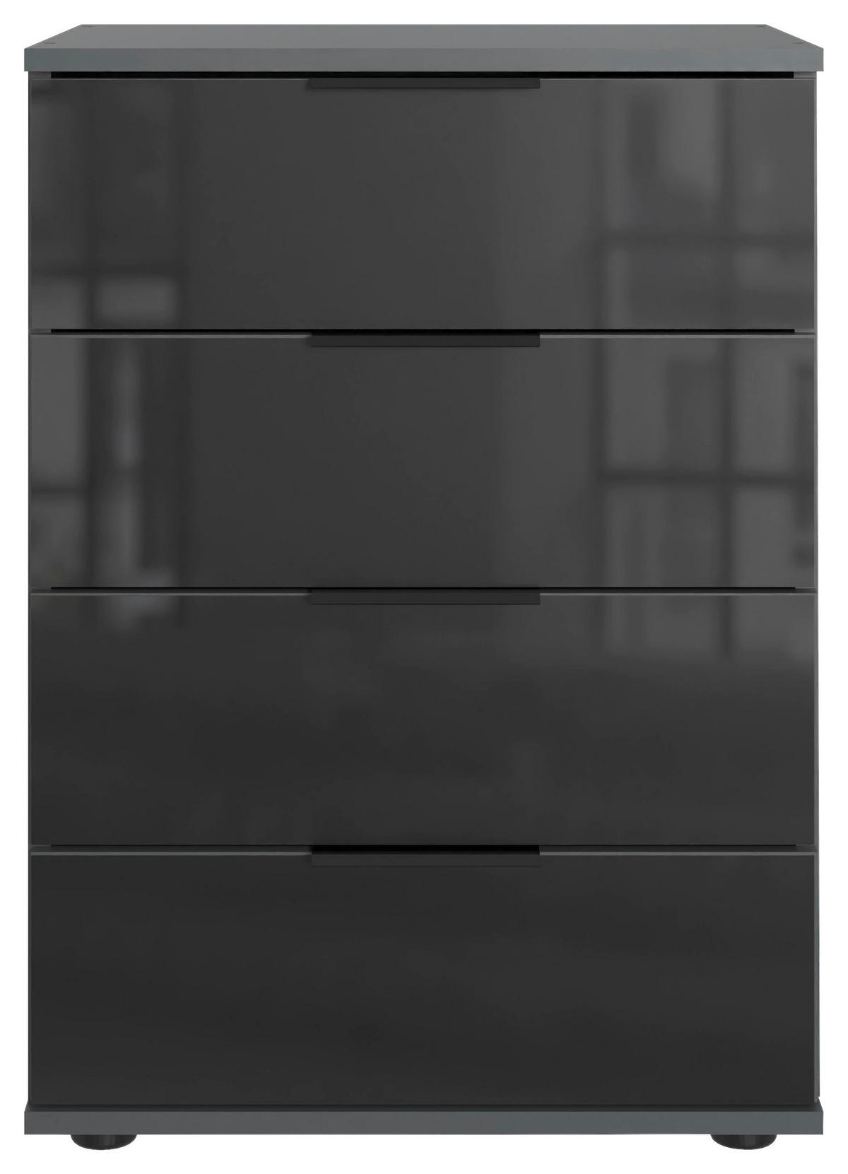 NACHTKÄSTCHEN 52/74/38 cm  in Graphitfarben, Schwarz  - Schwarz/Graphitfarben, KONVENTIONELL, Glas/Holzwerkstoff (52/74/38cm) - Modante