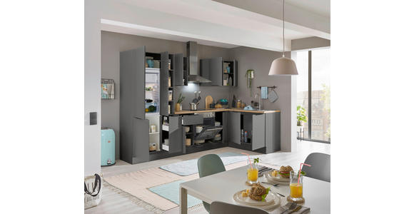 ECKKÜCHE 300/165 cm  in Graphitfarben  - Schwarz/Graphitfarben, Basics, Holzwerkstoff/Metall (300/165cm) - Xora