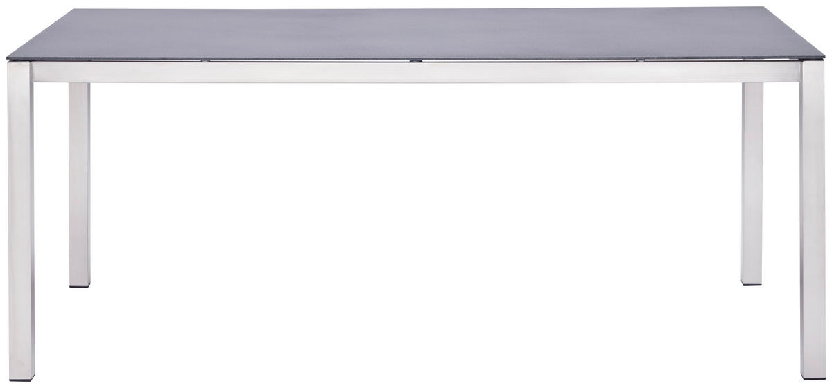 ZÁHRADNÝ STÔL, kov, sklo, 180/90/75 cm - sivá/farba ušľachtilej ocele, Design, kov/sklo (180/90/75cm) - Amatio