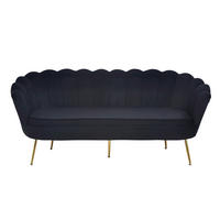3-SITZER-SOFA in Samt Schwarz  - Goldfarben/Schwarz, MODERN, Textil/Metall (180/78/76cm) - Livetastic