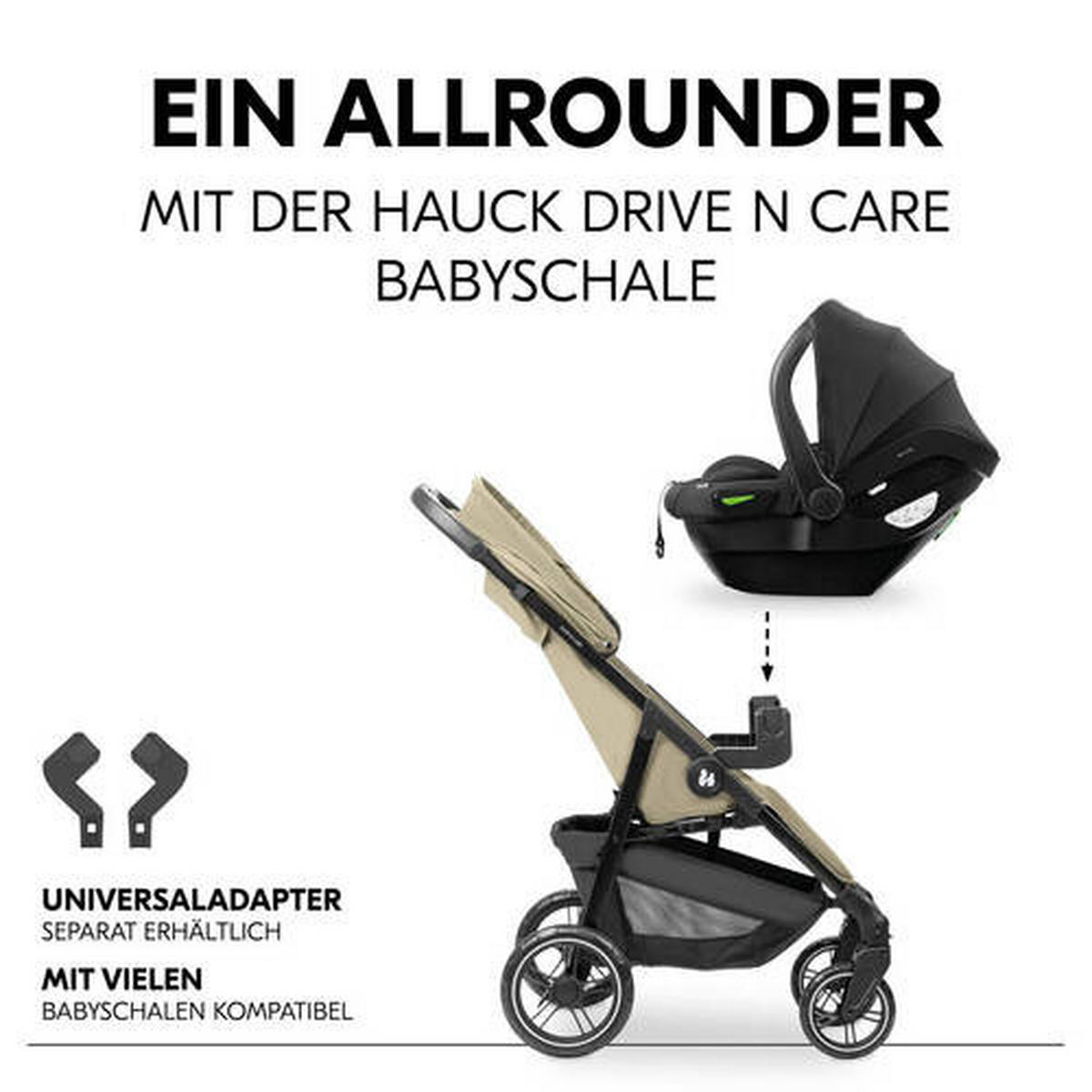 BUGGY Shop N Care  - Schwarz/Olivgrün, Basics, Kunststoff/Textil (40.5/104/51.5cm) - Hauck