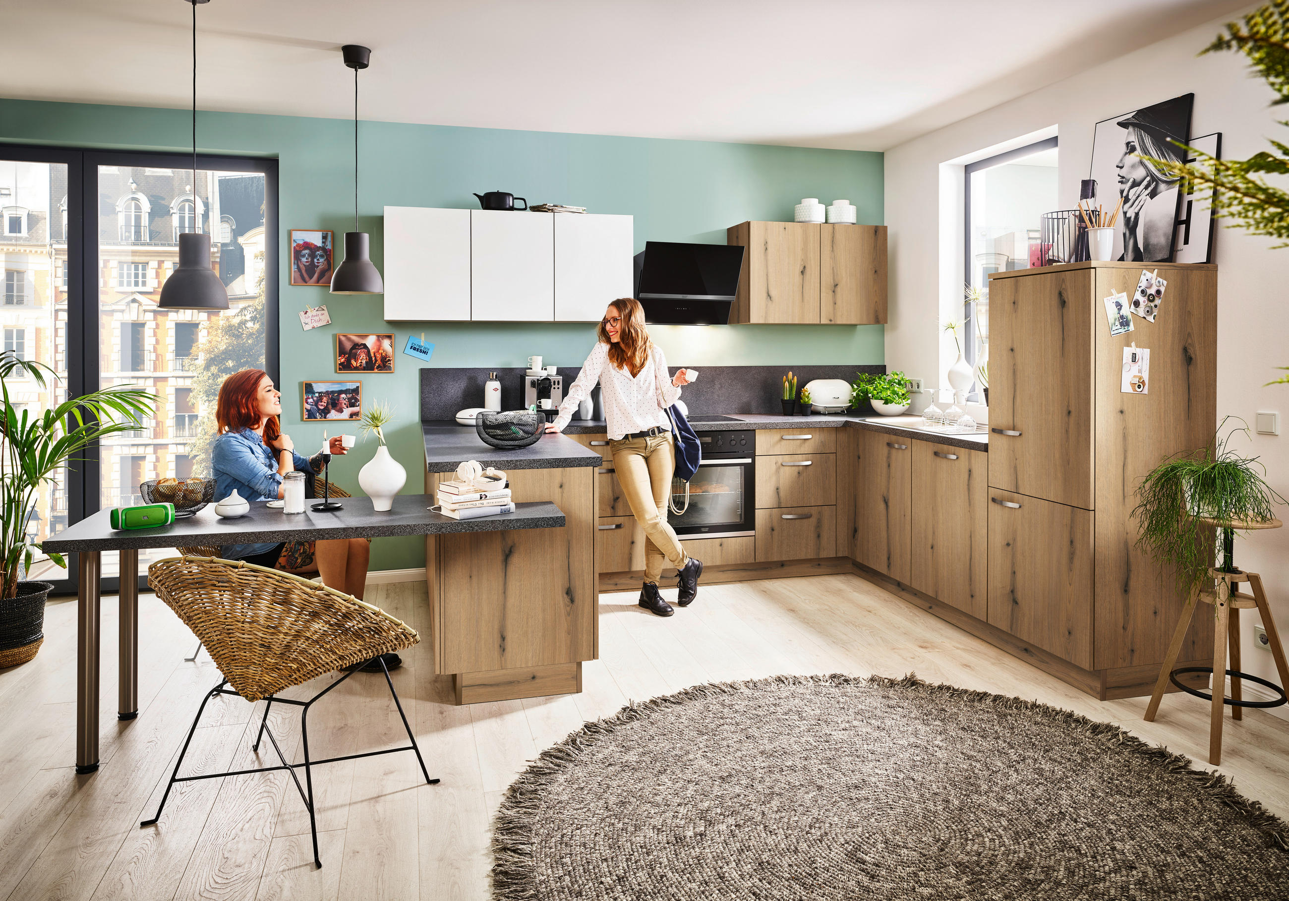 EINBAUKÜCHE MANHATTAN  - Eichefarben/Weiß, Design, Holzwerkstoff - Nolte Küchen
