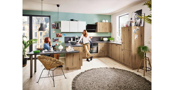 EINBAUKÜCHE   - Eichefarben/Weiß, Design, Holzwerkstoff - Dieter Knoll