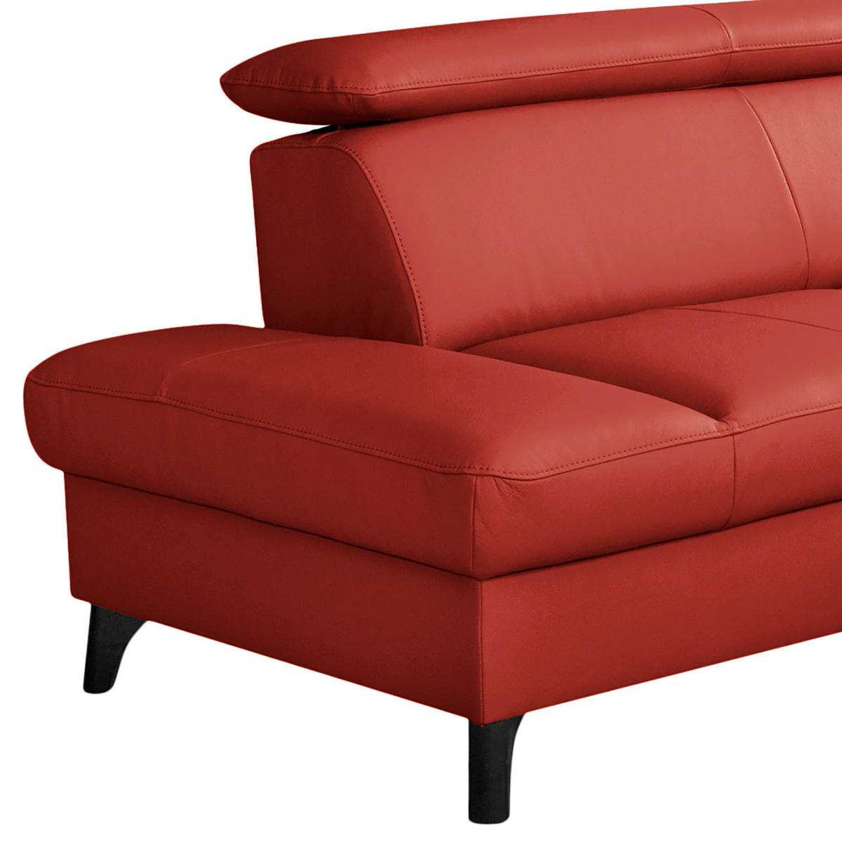 ECKSOFA Lederlook Echtleder Rot  - Rot/Schwarz, Design, Leder/Holz (199/244cm) - Livetastic