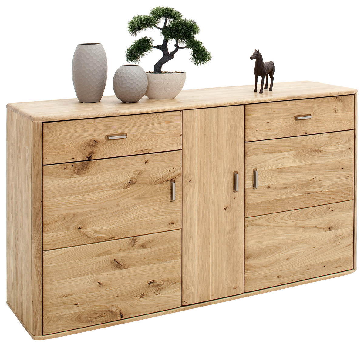 SIDEBOARD  in 156/90/44 cm  - Eichefarben/Silberfarben, Design, Holz/Metall (156/90/44cm) - Livetastic