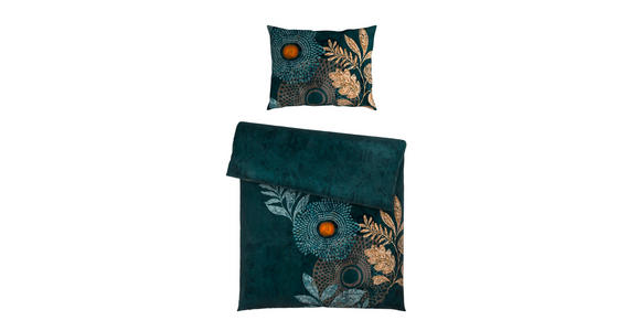 WENDEBETTWÄSCHE CUBY Satin 140/200 cm - Petrol, KONVENTIONELL, Textil (140/200cm) - Esposa