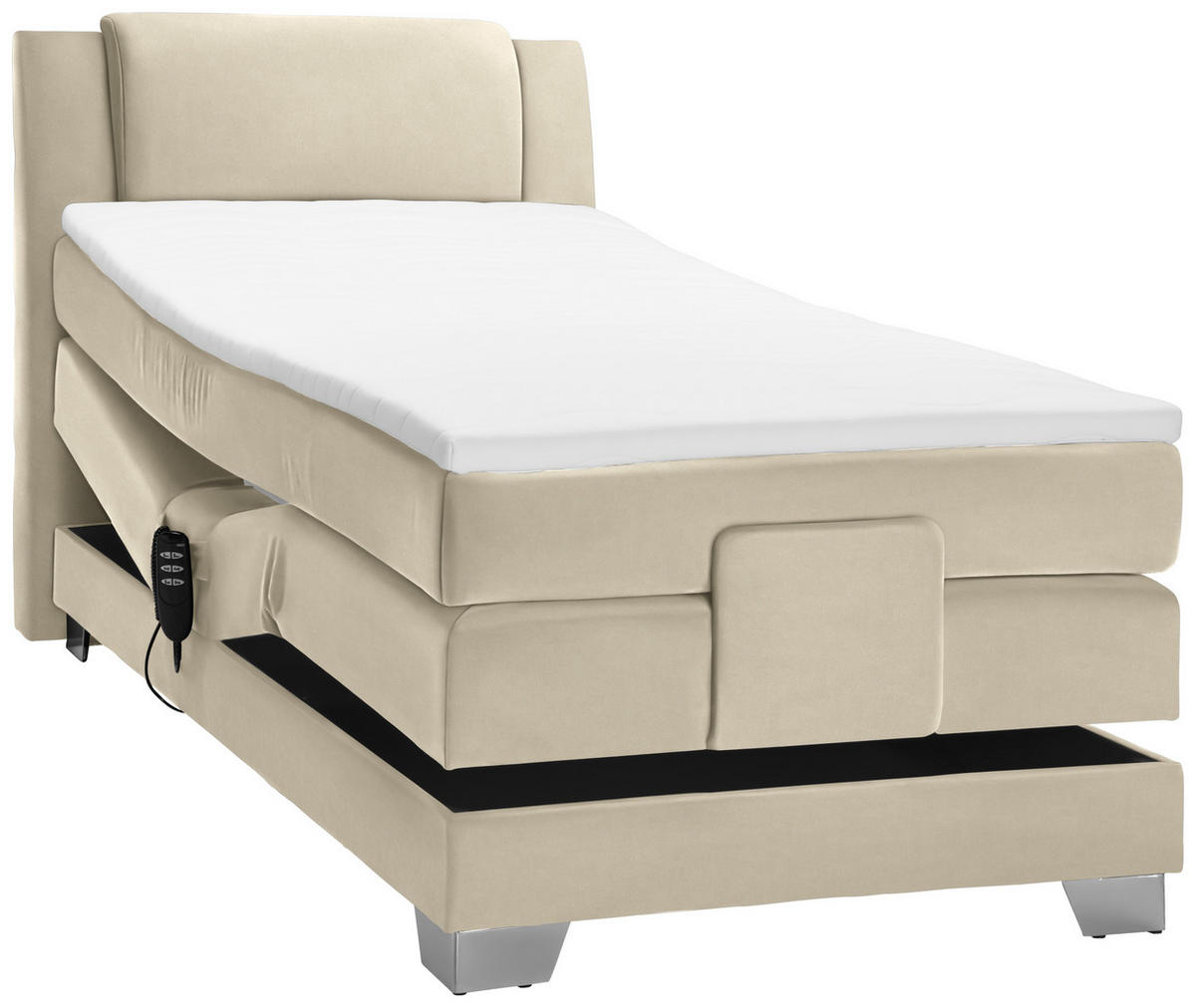BOXSPRINGBETT 100/200 cm  in Hellbraun  - Hellbraun/Silberfarben, KONVENTIONELL, Kunststoff/Textil (100/200cm) - Esposa