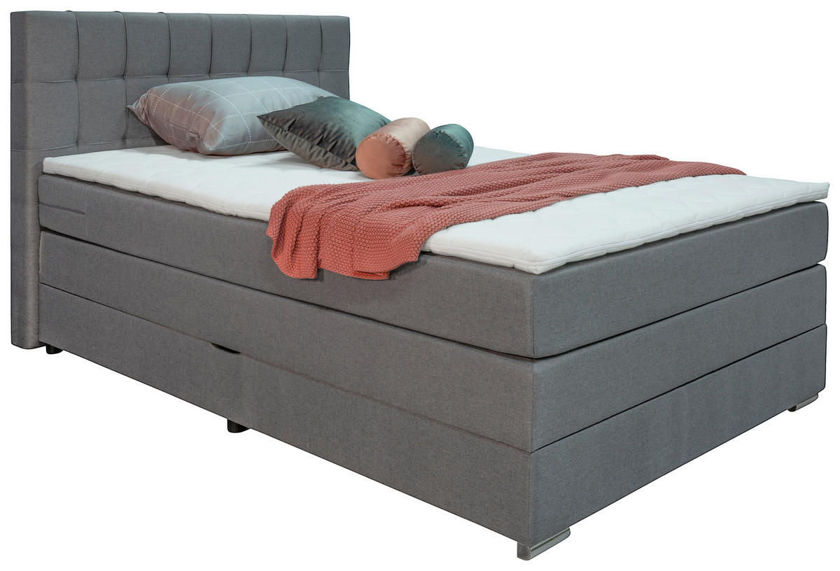 BOXSPRING KREVET 140/200 cm     siva  - siva, Moderno, tekstil/drvo (140/200cm) - Hom`in