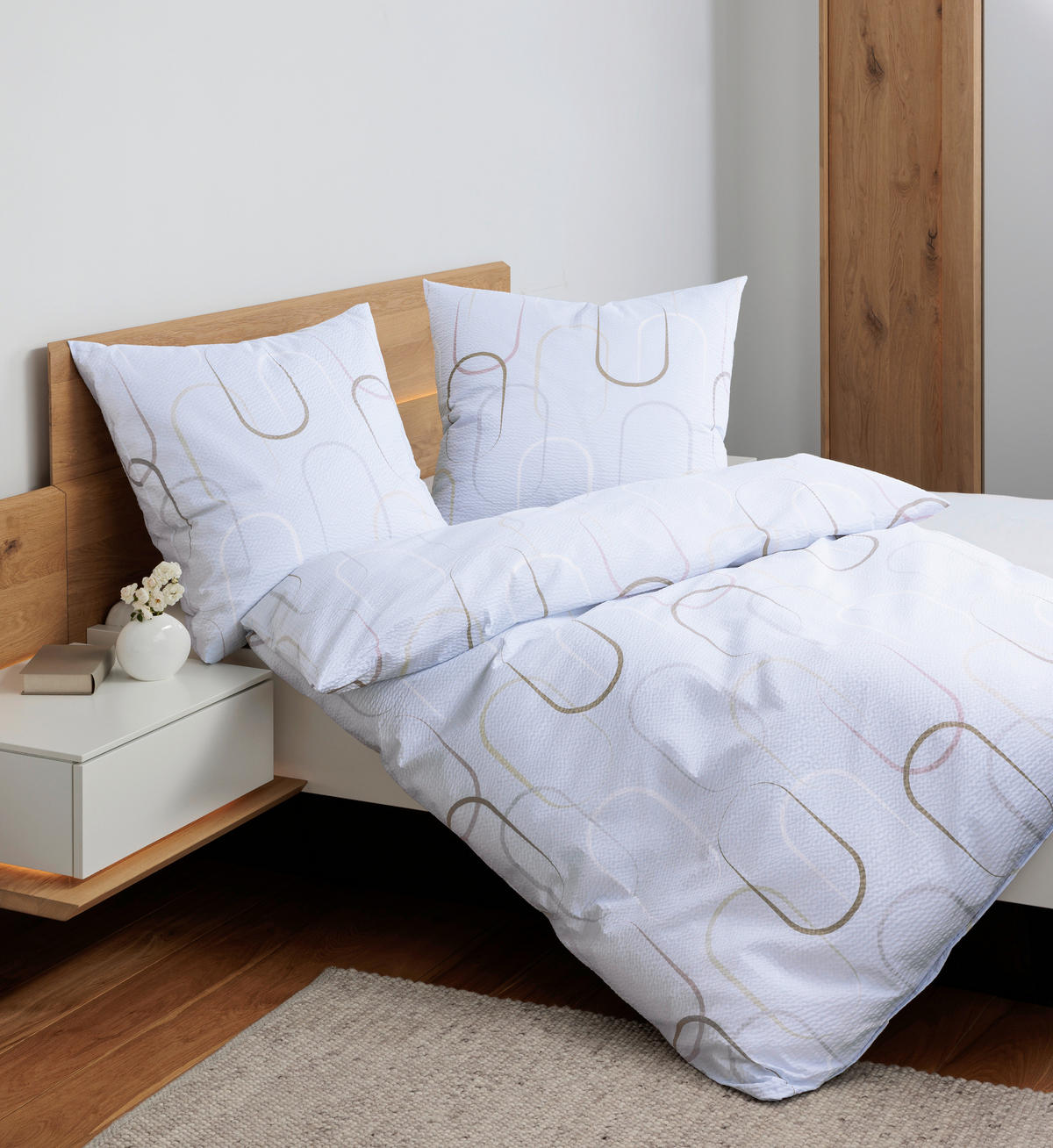 BETTWÄSCHE Seersucker 155/220 cm  - Blau, Design, Textil (155/220cm) - Janine