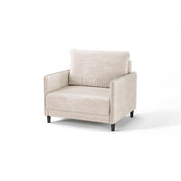 SCHLAFSESSEL Velours Beige  - Beige/Schwarz, Design, Holz/Textil (90/95/95cm) - MID.YOU