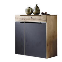 KOMMODE  in 96/98/42,5 cm  - Edelstahlfarben/Eichefarben, Design, Glas/Holz (96/98/42,5cm) - Voglauer
