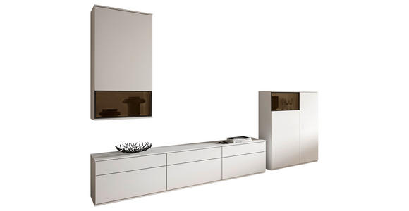 WOHNWAND  in Weiß  345/215/45 cm  - Schwarz/Weiß, KONVENTIONELL, Glas/Holzwerkstoff (345/215/45cm) - Venda