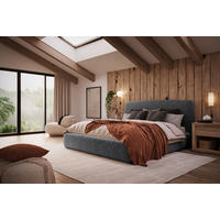 POLSTERBETT 140/200 cm,  in Graphitfarben, Lattenrost, Bettkasten, gepolstertes Kopfteil,  - Graphitfarben, Modern, Holz/Holzwerkstoff (140/200cm) - MID.YOU