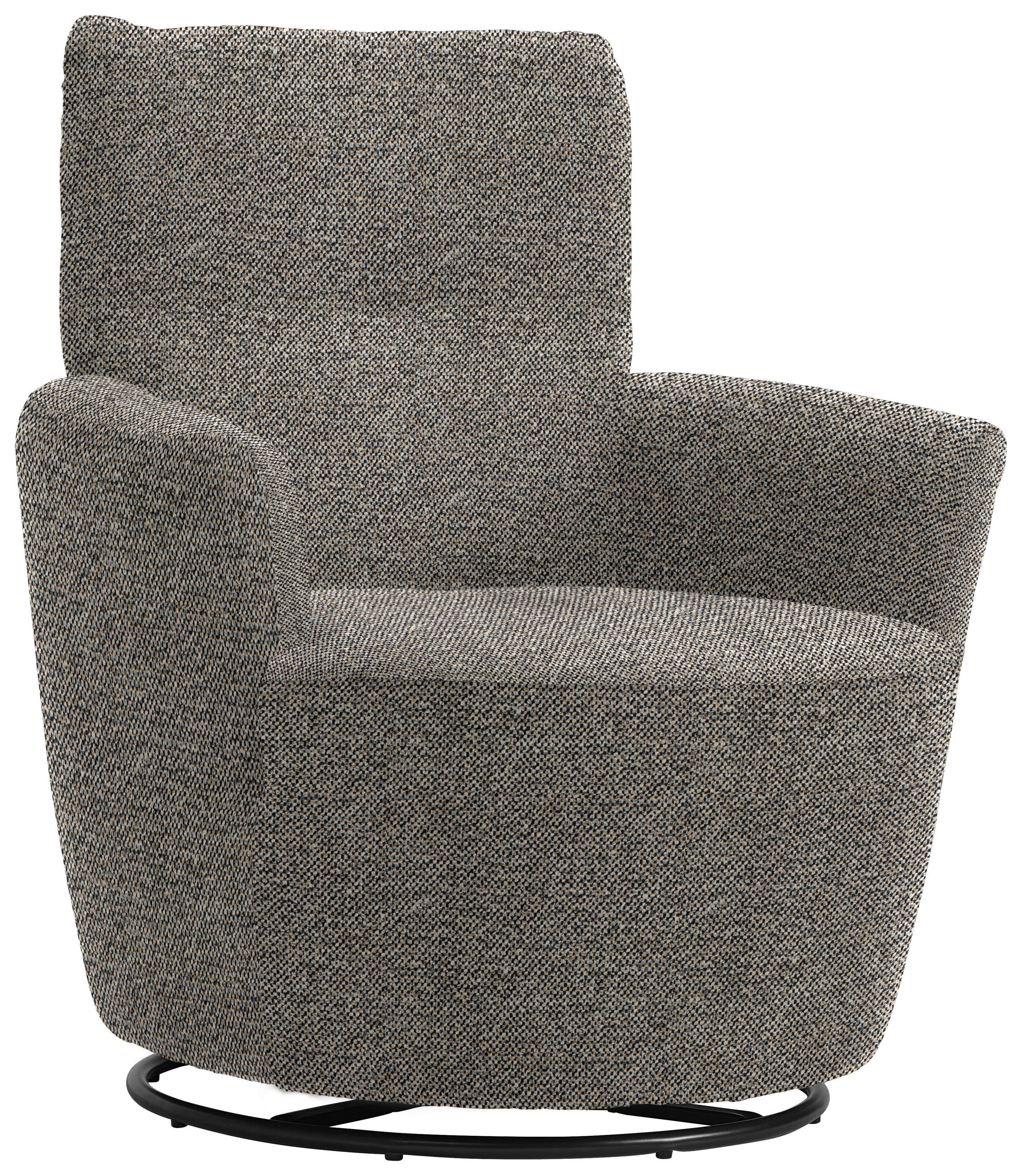 SESSEL in Chenille, Flachgewebe Graubraun  - Graubraun/Schwarz, Design, Textil/Metall (81/92/84cm) - Xora