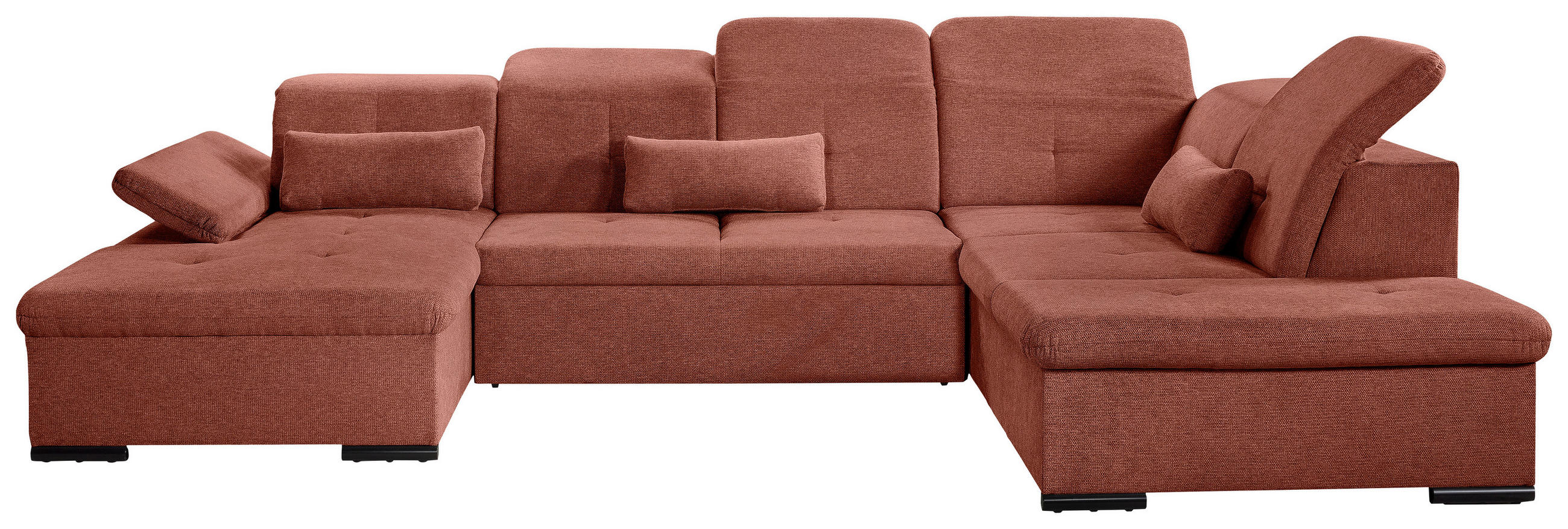 WOHNLANDSCHAFT Rostfarben Chenille  - Rostfarben/Grau, KONVENTIONELL, Kunststoff/Textil (240/340/188cm) - Carryhome