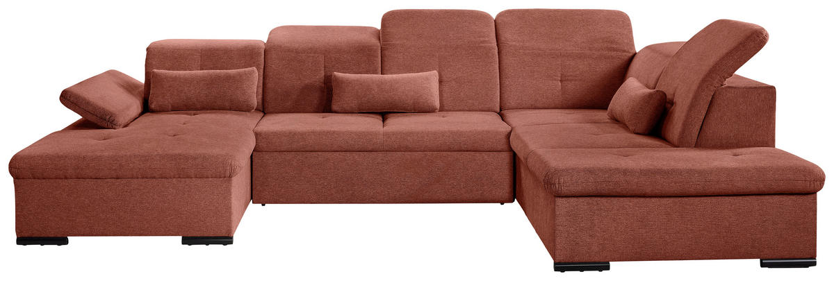 WOHNLANDSCHAFT Rostfarben Chenille  - Rostfarben/Grau, KONVENTIONELL, Kunststoff/Textil (240/340/188cm) - Carryhome