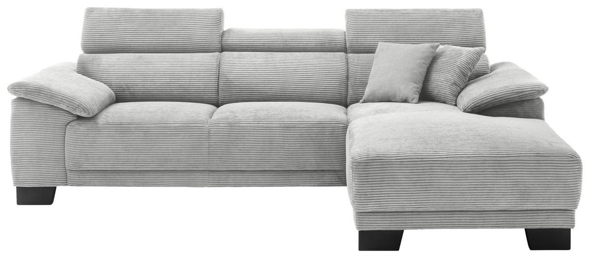 ECKSOFA in Cord Grau  - Schwarz/Grau, Design, Holz/Textil (270/174cm) - Pure Home Lifestyle