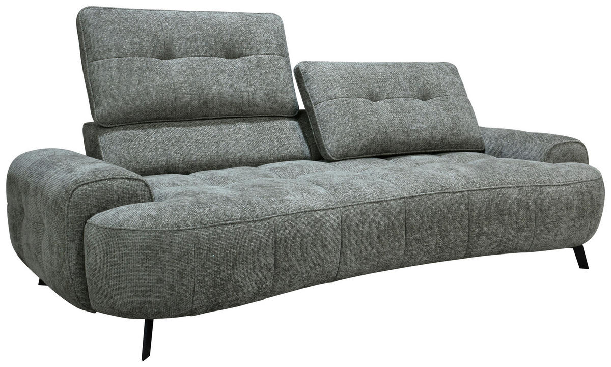 2-SITZER-SOFA Chenille Grau  - Schwarz/Grau, Design, Kunststoff/Textil (230/84/104/111/122cm) - Livetastic