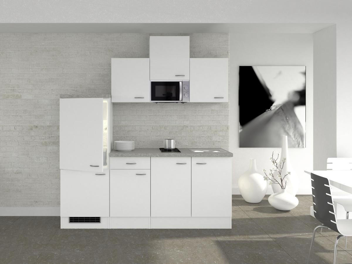 KÜCHENBLOCK 210 cm in Weiß - Edelstahlfarben/Hellgrau, MODERN, Holzwerkstoff/Kunststoff (210cm) - FlexWell