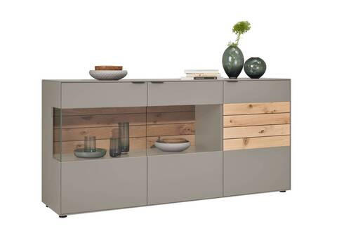 SIDEBOARD Grau, Eichefarben  181,9/87,9/45,2 cm  - Eichefarben/Schwarz, Design, Glas/Holz (181,9/87,9/45,2cm) - Dieter Knoll