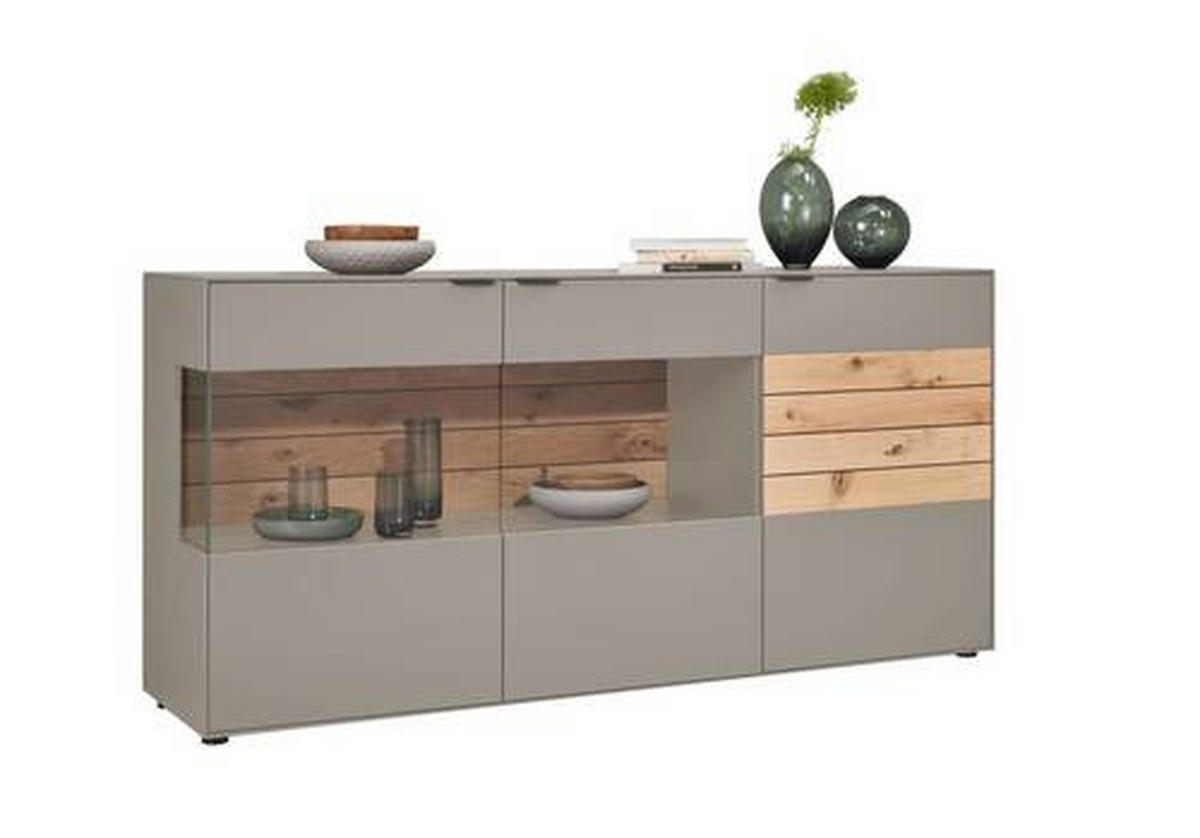 SIDEBOARD Grau, Eichefarben  181,9/87,9/45,2 cm  - Eichefarben/Schwarz, Design, Glas/Holz (181,9/87,9/45,2cm) - Dieter Knoll