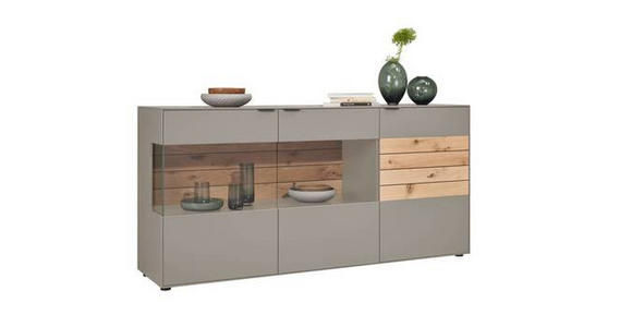 SIDEBOARD Grau, Eichefarben 181,9/87,9/45,2 cm - Eichefarben/Schwarz, Design, Glas/Holz (181,9/87,9/45,2cm) - Dieter Knoll