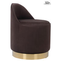 DREHHOCKER Samt Braun  - Goldfarben/Braun, Design, Textil/Metall (52/68cm) - Kayoom