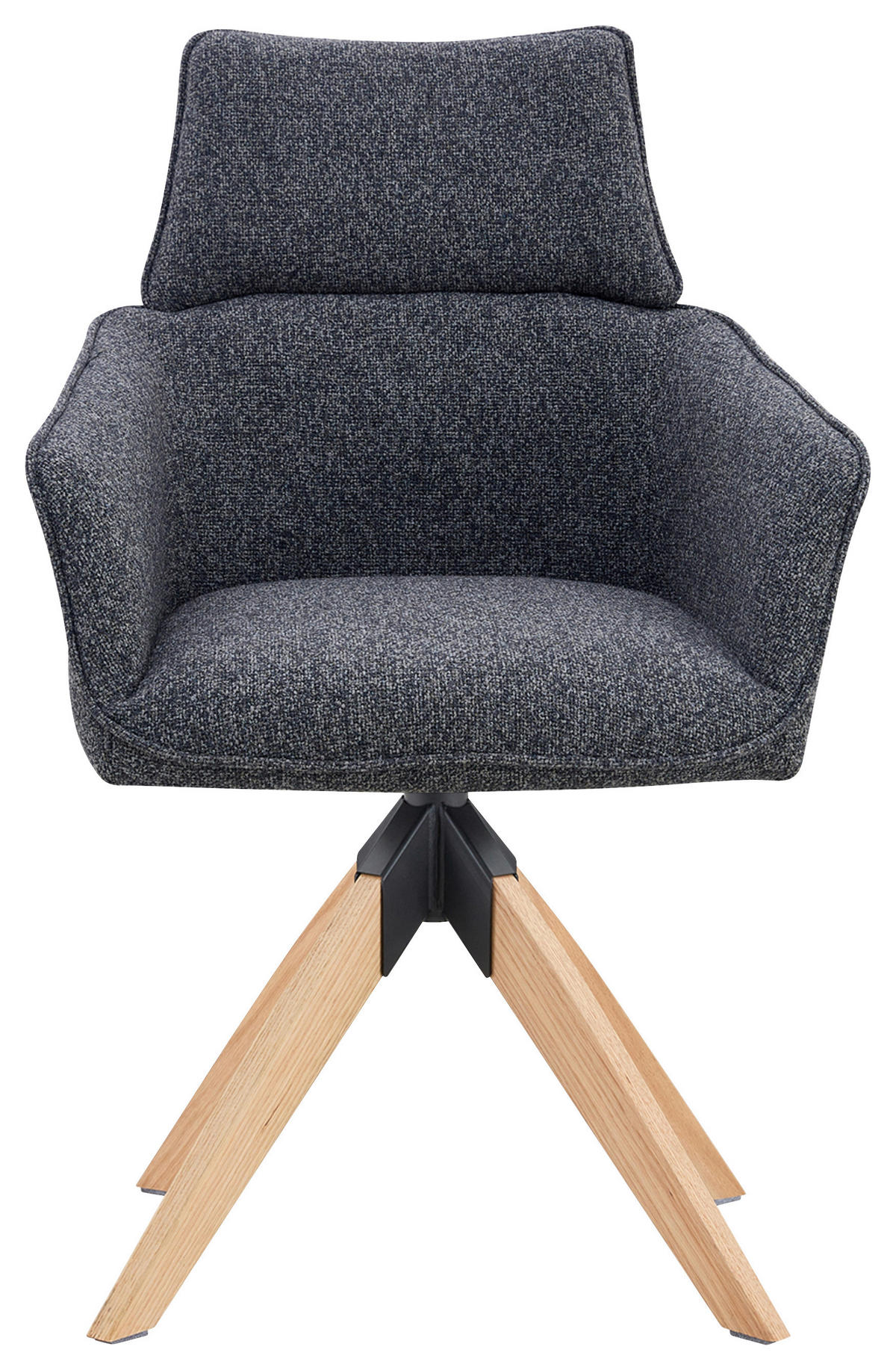 ARMLEHNSTUHL  Sitzfläche 360° drehbar Webstoff  Anthrazit  - Anthrazit/Naturfarben, KONVENTIONELL, Holz/Textil (60/94/67cm) - Livetastic