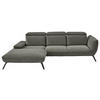 ECKSOFA in Cord Graubraun  - Graubraun/Schwarz, Design, Textil/Metall (202/301cm) - Moderano