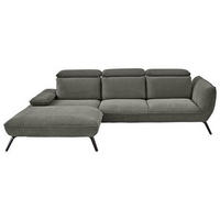 ECKSOFA in Cord Graubraun  - Graubraun/Schwarz, Design, Textil/Metall (202/301cm) - Moderano