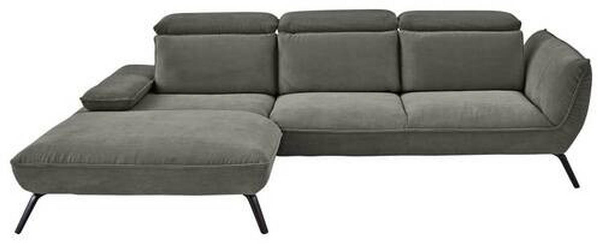 ECKSOFA in Cord Graubraun  - Graubraun/Schwarz, Design, Textil/Metall (202/301cm) - Moderano