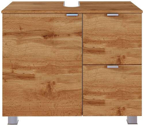 WASCHBECKENUNTERSCHRANK 70/53/35 cm  - Eiche Wotan/Silberfarben, MODERN, Holzwerkstoff (70/53/35cm) - Xora