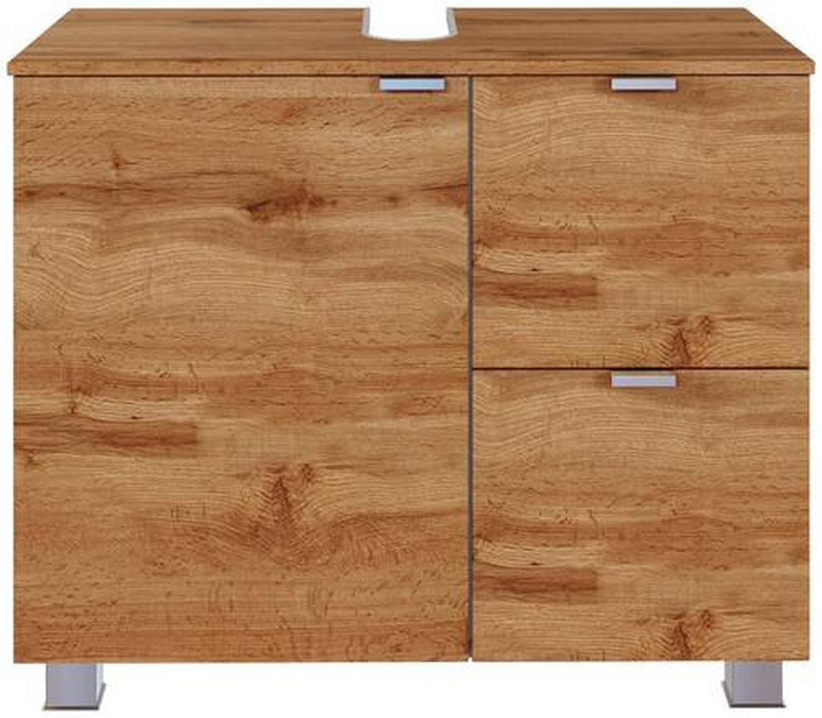 WASCHBECKENUNTERSCHRANK 70/53/35 cm  - Eiche Wotan/Silberfarben, MODERN, Holzwerkstoff (70/53/35cm) - Held