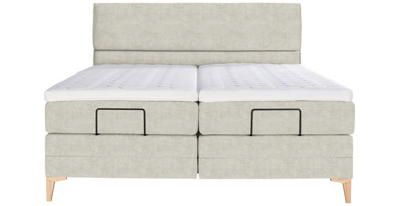 BOXSPRINGBETT 180/200 cm  in Ecru  - Ecru/Eichefarben, KONVENTIONELL, Holz/Textil (180/200cm) - Voleo