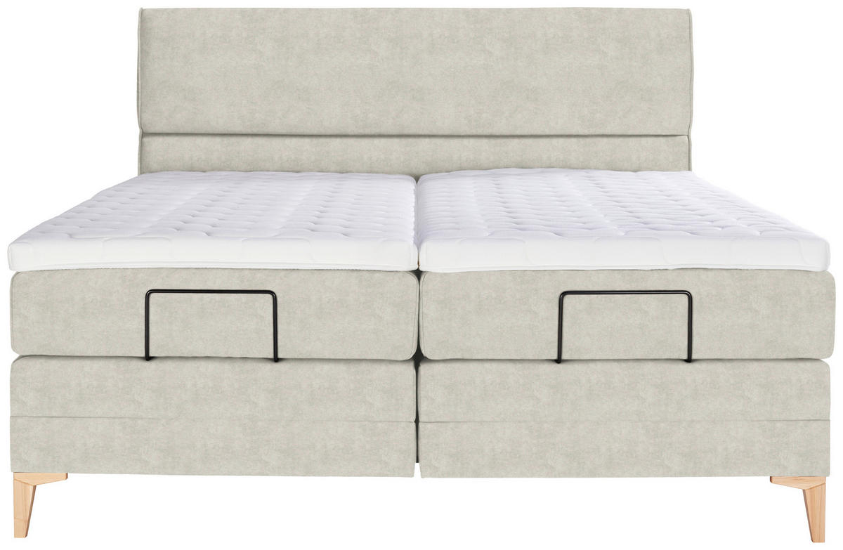 BOXSPRINGBETT 180/200 cm  in Ecru  - Ecru/Eichefarben, Konventionell, Holz/Textil (180/200cm) - Voleo