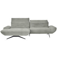 ECKSOFA in Chenille Hellgrau  170-195/280 cm  - Hellgrau/Schwarz, Design, Textil/Metall (170-195/280cm) - Dieter Knoll