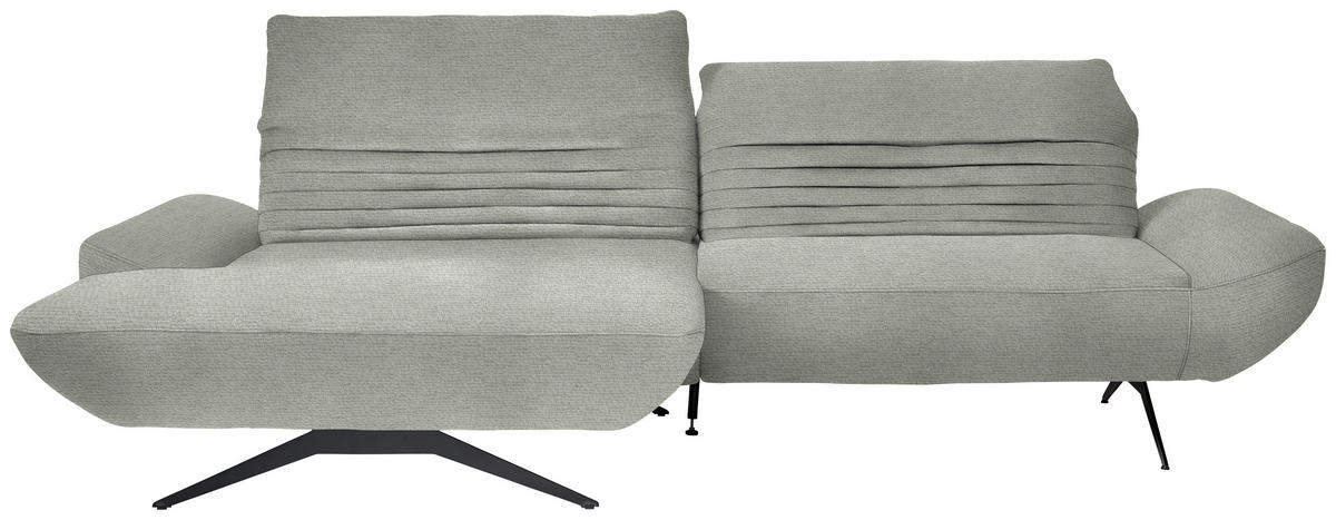 ECKSOFA in Chenille Hellgrau  170-195/280 cm  - Hellgrau/Schwarz, Design, Textil/Metall (170-195/280cm) - Dieter Knoll