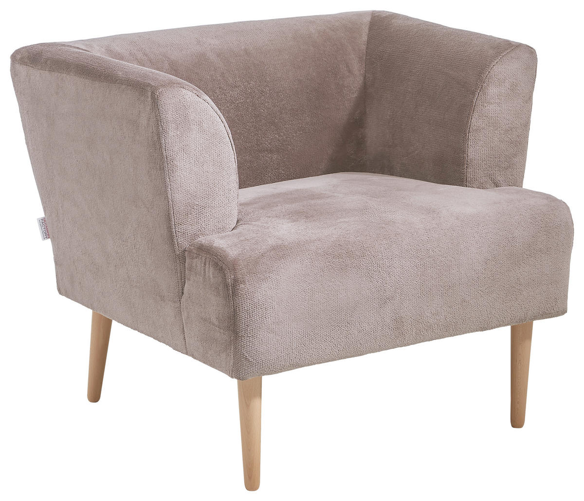 SESSEL Plüsch Beige  - Beige/Buchefarben, Design, Holz/Textil (85/71/80cm) - MID.YOU