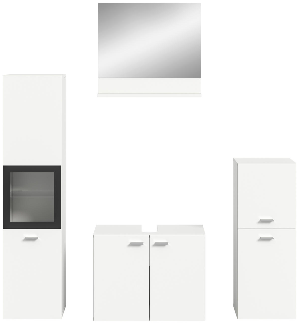 KÚPEĽŇA biela  - biela/strieborná, Modern, kompozitné drevo/plast (117cm) - MID.YOU