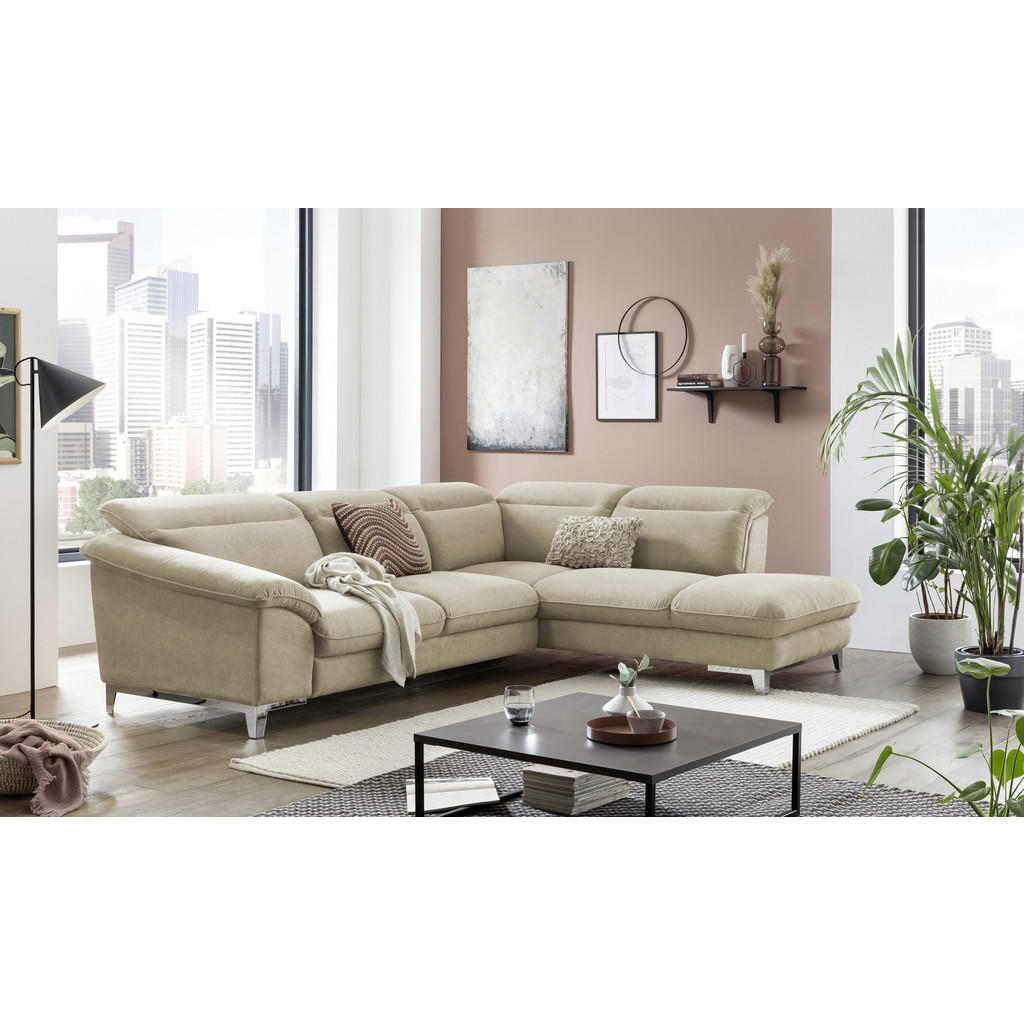 Thumbnail - Livetastic Ecksofa, Beige, Textil, 4-Sitzer, Ottomane links, L-Form, 293x232 cm, Made in EU, Schlafen auf Sitzhöhe, Wohn...