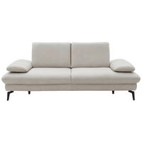 2,5-SITZER in Echtleder Ecru  - Ecru/Schwarz, Design, Leder/Metall (212/86/94cm) - Dieter Knoll