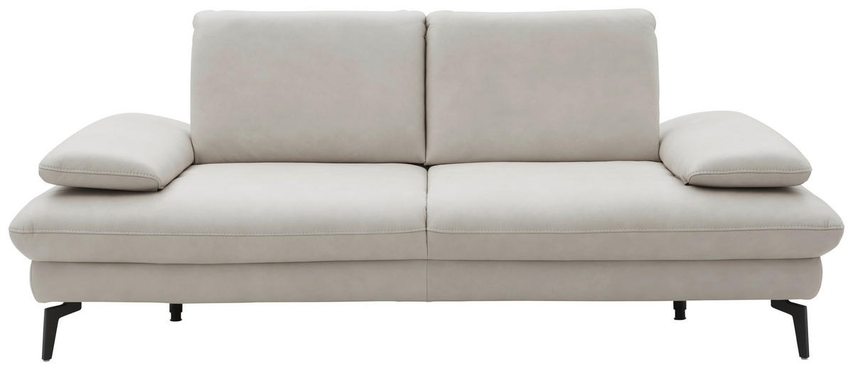 2,5-SITZER in Echtleder Ecru  - Ecru/Schwarz, Design, Leder/Metall (212/86/94cm) - Dieter Knoll