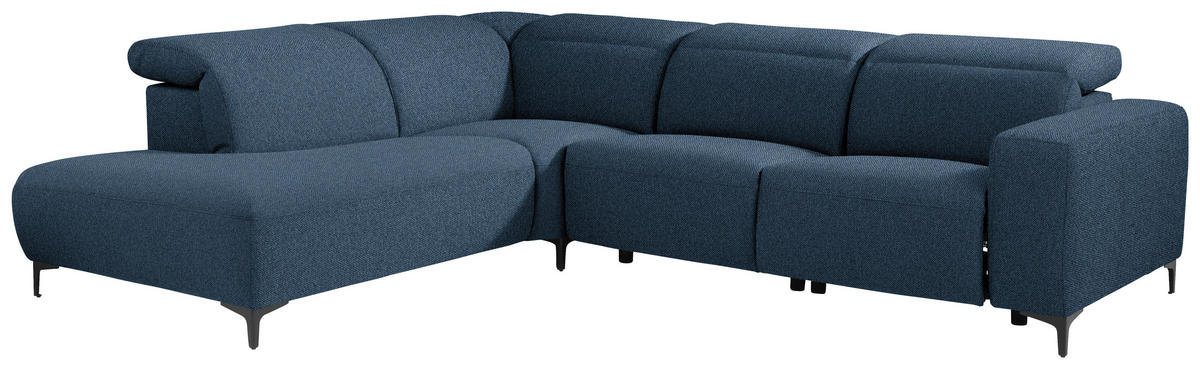 ECKSOFA Dunkelblau Flachgewebe  - Schwarz/Dunkelblau, Design, Textil/Metall (238/290cm) - Pure Home Lifestyle