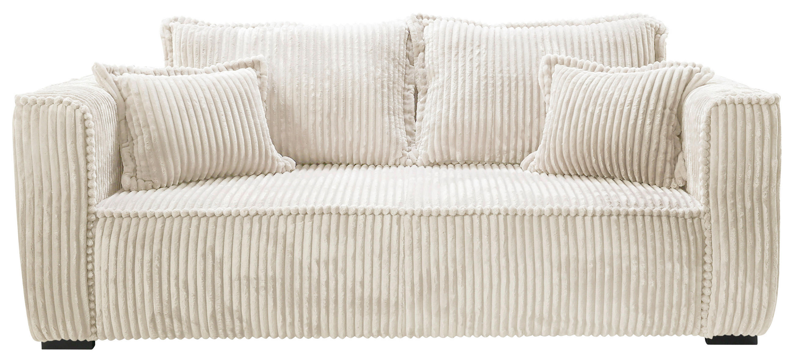 SOFA in Cord Creme - Creme/Schwarz, Design, Holz/Textil (223/95/121cm) - MID.YOU