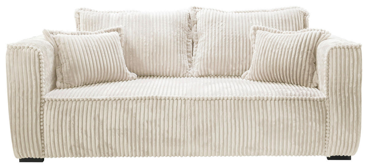 SOFA in Cord Creme  - Creme/Schwarz, Design, Holz/Textil (223/95/121cm) - MID.YOU