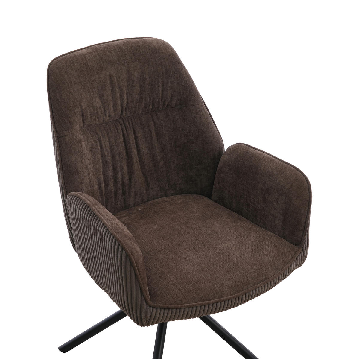 ARMLEHNSTUHL  Sitzfläche 180° drehbar Mikrofaser  Braun, Schwarz, Dunkelbraun  - Dunkelbraun/Schwarz, MODERN, Textil/Metall (60/89/65cm) - Livetastic