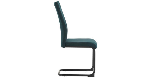 SCHWINGSTUHL in Eisen Mikrofaser - Petrol/Schwarz, Design, Textil/Metall (44/100/59cm) - Carryhome